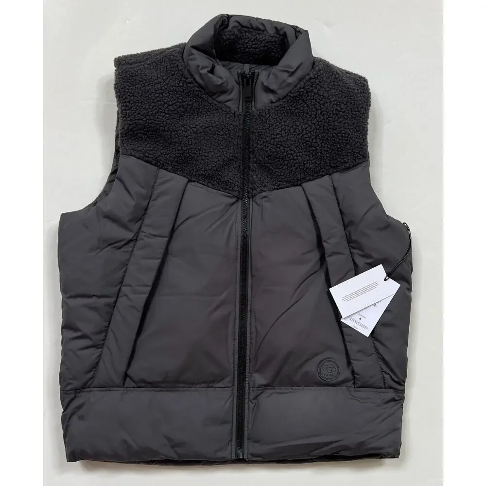 UGG Men's Zoltan Sherpa Puffer Vest Gray Size L NWT